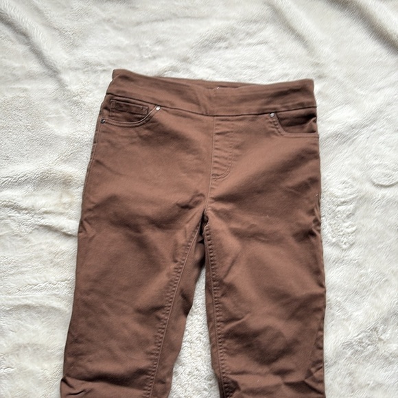 Up! Pants Brown Slim Fit Stretch Trousers | 69% Cotton | Pull-On Mid Rise Pants - Picture 2 of 7